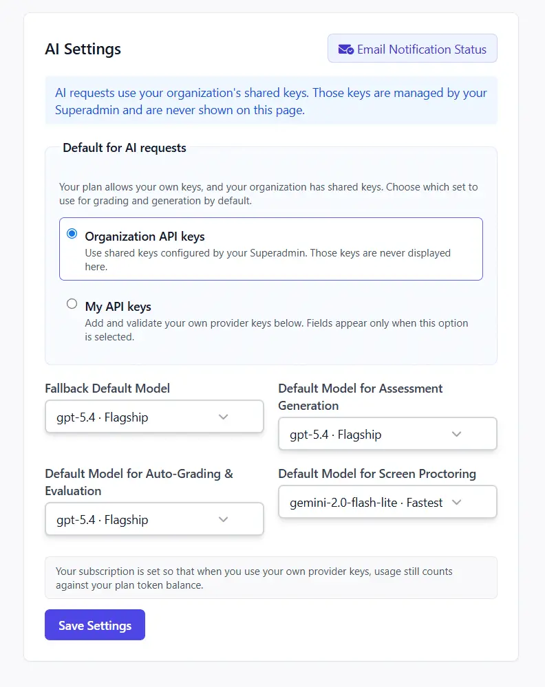 IntelliAssess.ai AI Library sidebar and content list